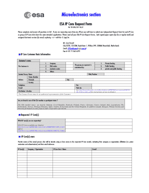 ESA IP Core Request Form Microelectronics ESA Microelectronics Esa