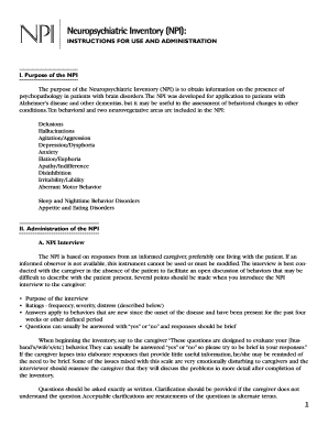 Neuropsychiatric Inventory Npi Interpretation  Form