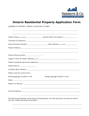 Rental Application  Form