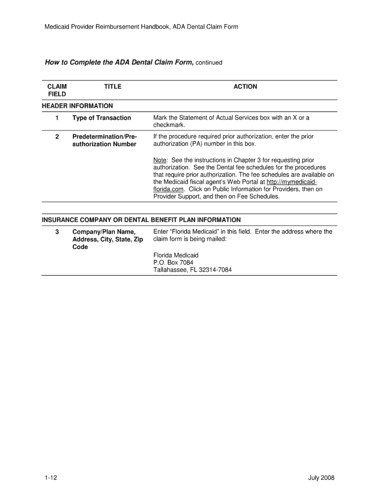  Claim Form 2008