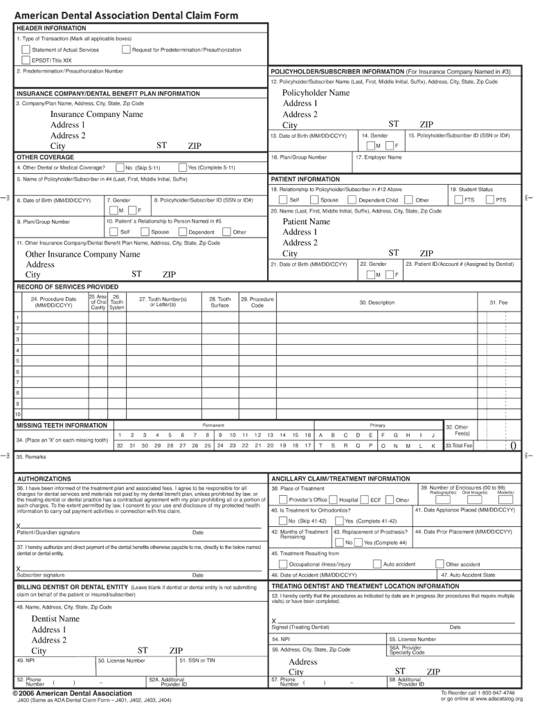 Ada Dental Claim Form Fillable Fill Out And Sign Printable Pdf Cloud