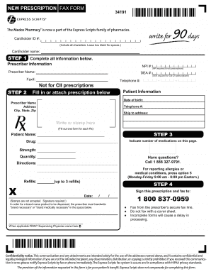 Express Scripts Blank Order Form