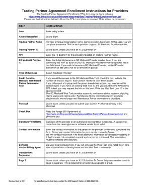 Sc Medicaid Trading Partner Agreement Enrollment Form