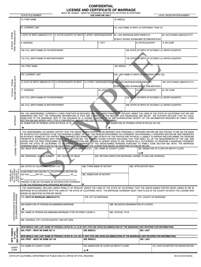 Certificate of Marriaged Form