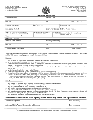 Wi Dnr Volunteer Agreement Form