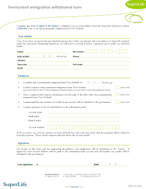 Download the Permanent Emigration Withdrawal Form SuperLife Superlife Co