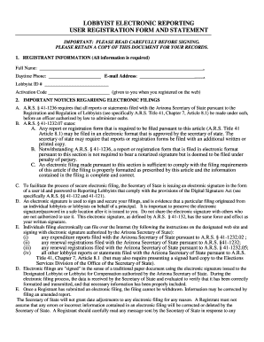 Lobbyist Handbook Arizona Secretary of State Azsos  Form