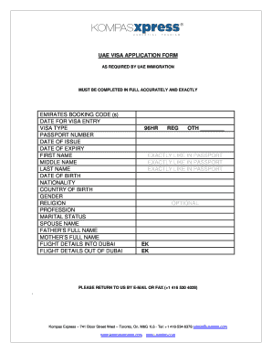 Uae Visa Application Form PDF