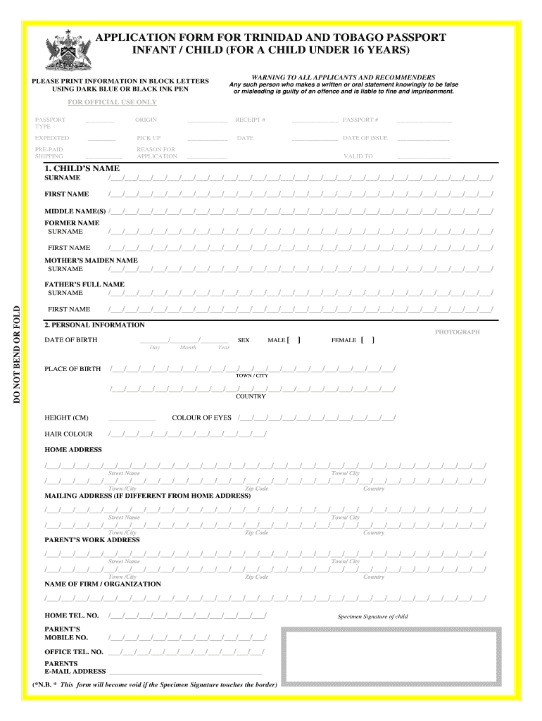 Passport Renewal Trinidad Online  Form