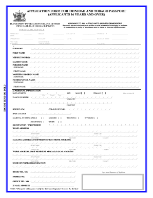 Trinidad Passport Form