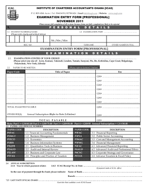 Icag Exams Registration  Form