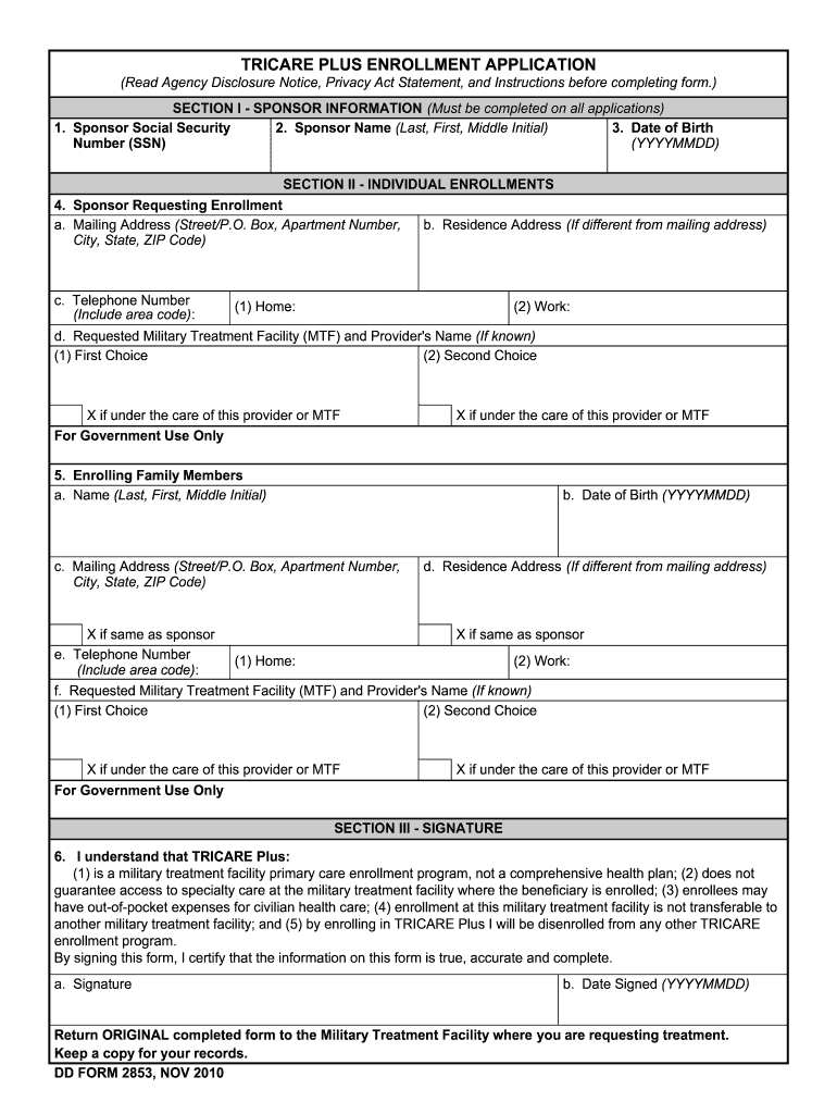 Get and Sign Tricare Plus 2010-2022 Form