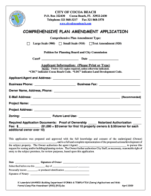 COMPREHENSIVE PLAN AMENDMENT APPLICATION  Form