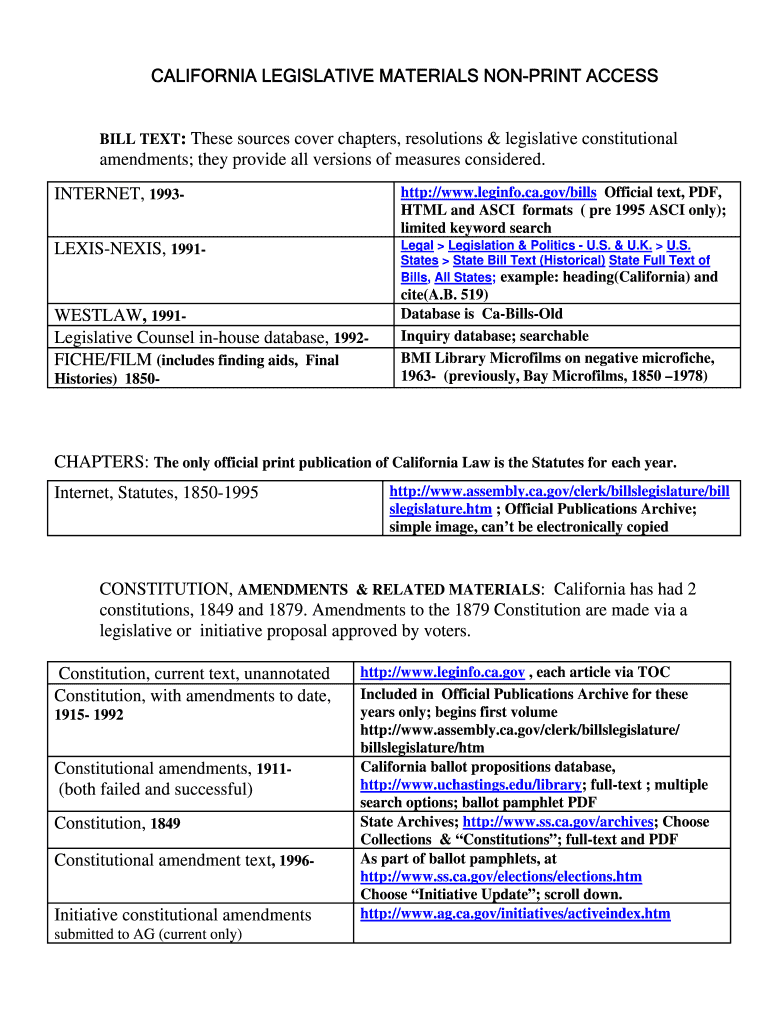 California Legislative Materials Non Print Access Mnhs  Form