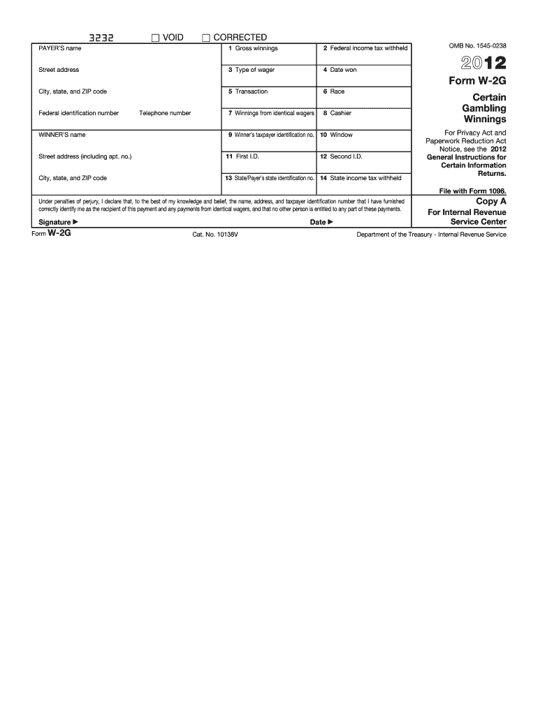  W2g Form 2012