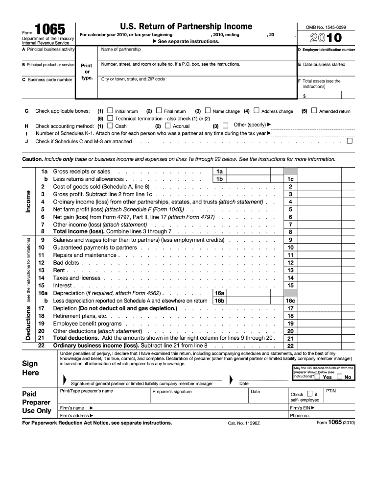  1065 Form 2010