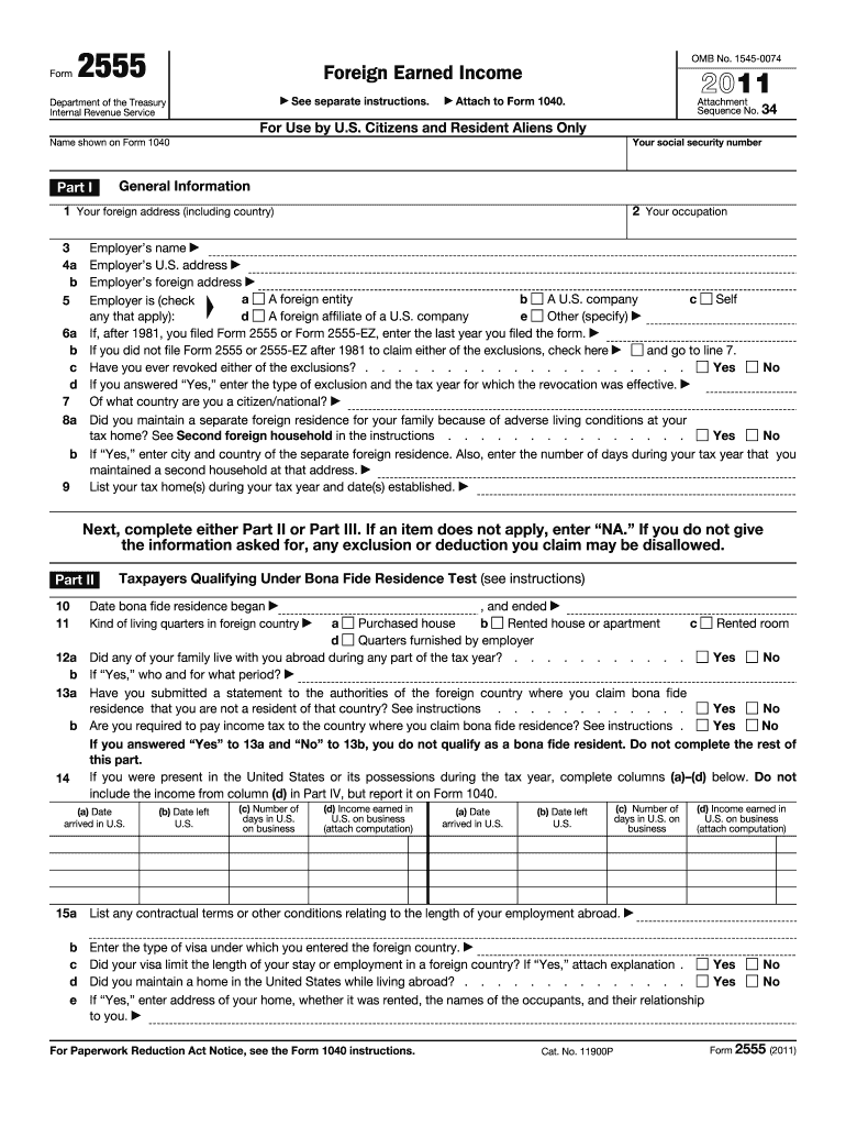  2555 Form 2011