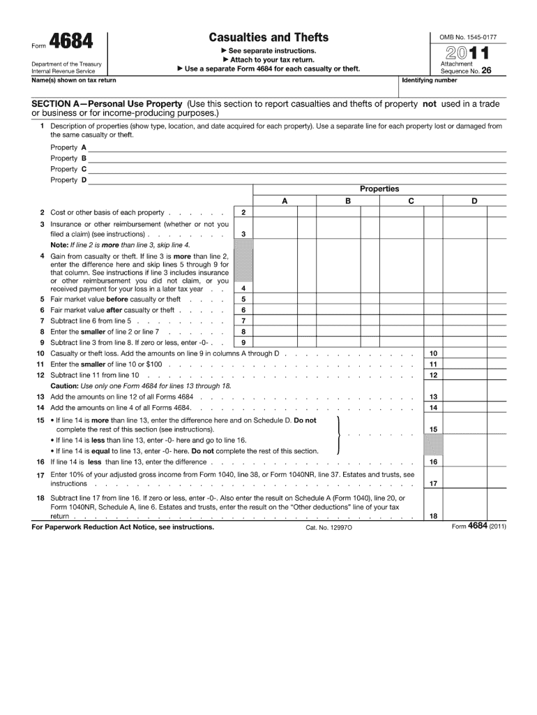  Example of Form 4684 Filled Out 2011