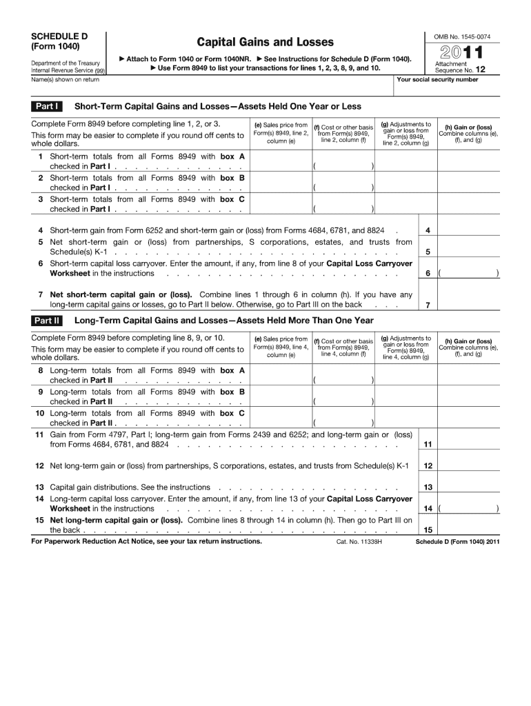  Schedule D Form 2011