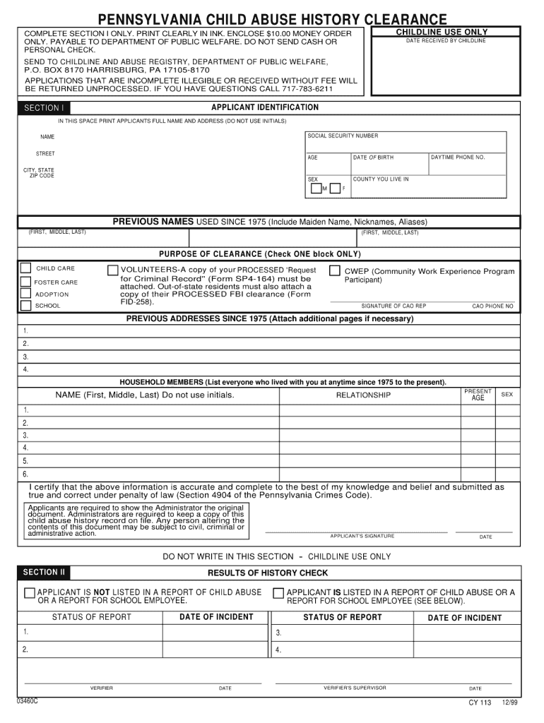  Child Abuse Clearance Application Form 2011