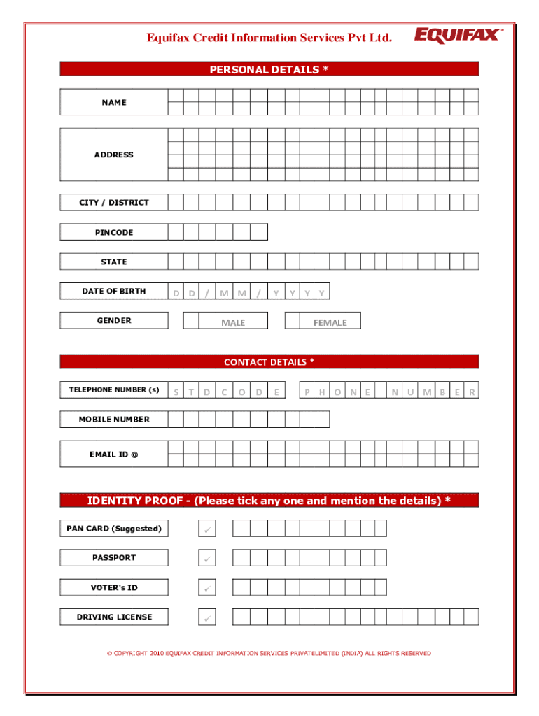Sample Credit Report Equifax PDF  Form