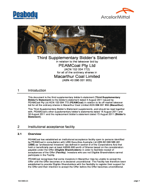 Third Supplementary Bidder&#039;s Statement Peabody Energy  Form