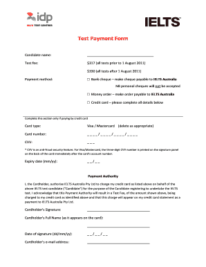 Test Payment Form Ielts