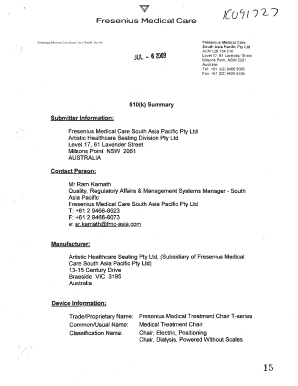 Fresenius Medical Care Resenlus WMdin Fresenius Medical Care South Asia Pacific Pty Ltd ACN 128 754 218 Level 17 Accessdata Fda  Form