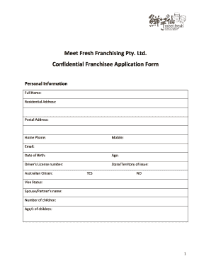 Meet Fresh Franchise Cost  Form