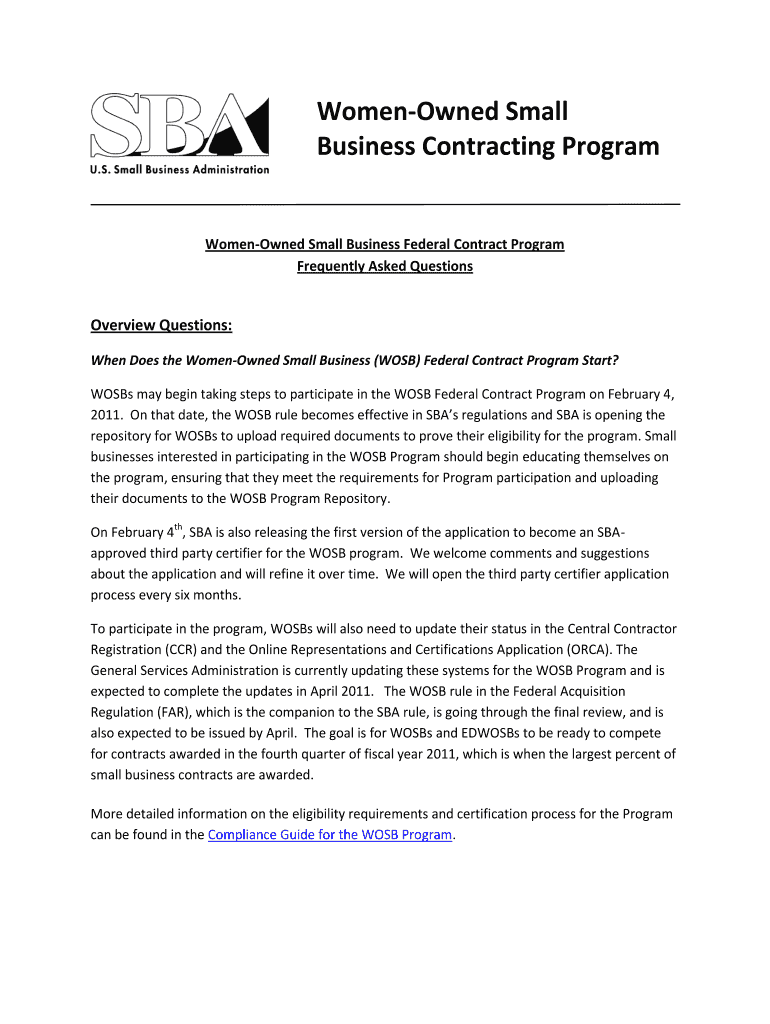 Span Class'f'4 Feb SpanWomen Owned Small Business Federal Contract Program B  Sba  Form