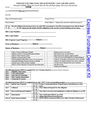 Sba Purchase Demand Kit Form