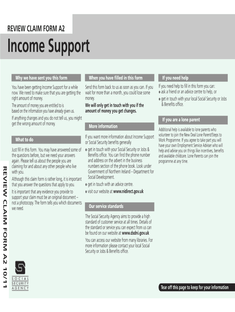  Income Support A2 Form 2011