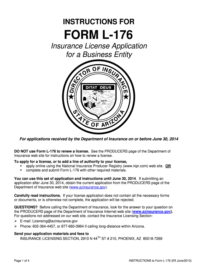  Arizona L 176 Fillable Form 2012