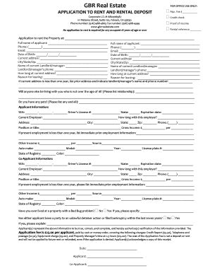 Rental Deposit  Form