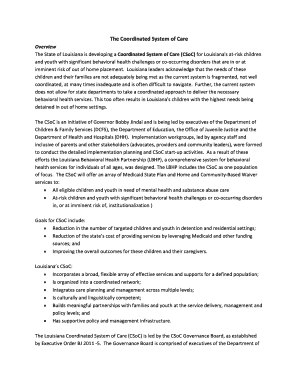 The Coordinated System of Care DHH Louisiana New Dhh Louisiana  Form