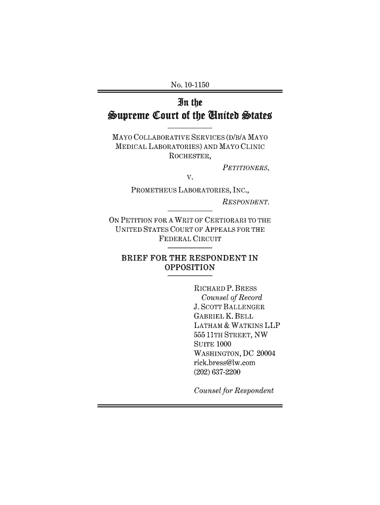 MAYO COLLABORATIVE SERVICES DBA MAYO MEDICAL LABORATORIES and MAYO CLINIC ROCHESTER, PETITIONERS,  Form