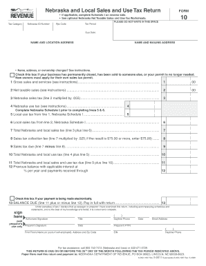 Nebraska Form 10 Fillable