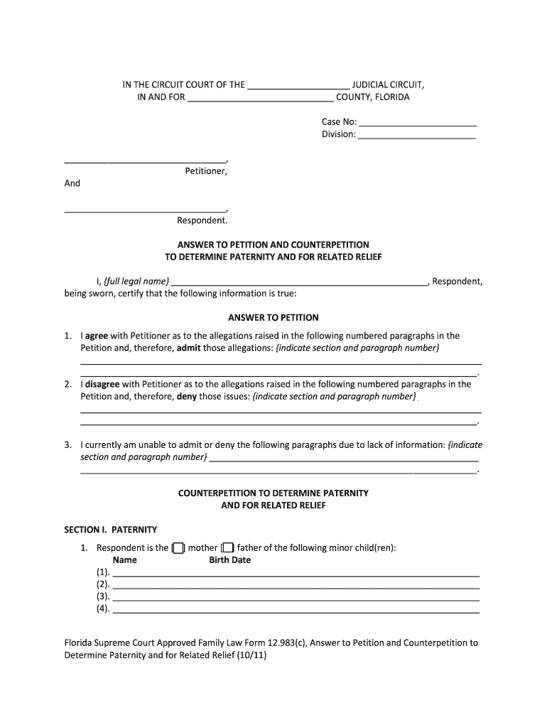  Petition Determine  Form 2011