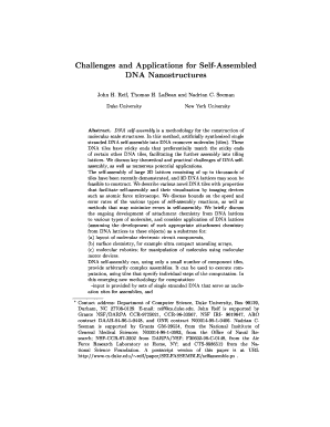 Challenges and Applications for Self Assembled DNA Nanostructures Cs Duke  Form