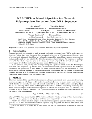 NAMIHEI a Novel Algorithm for Genomic Polymorphism Detection Jsbi  Form