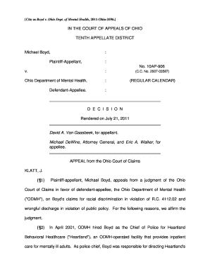 Boyd V Ohio Dept of Mental Health Supremecourt Ohio  Form