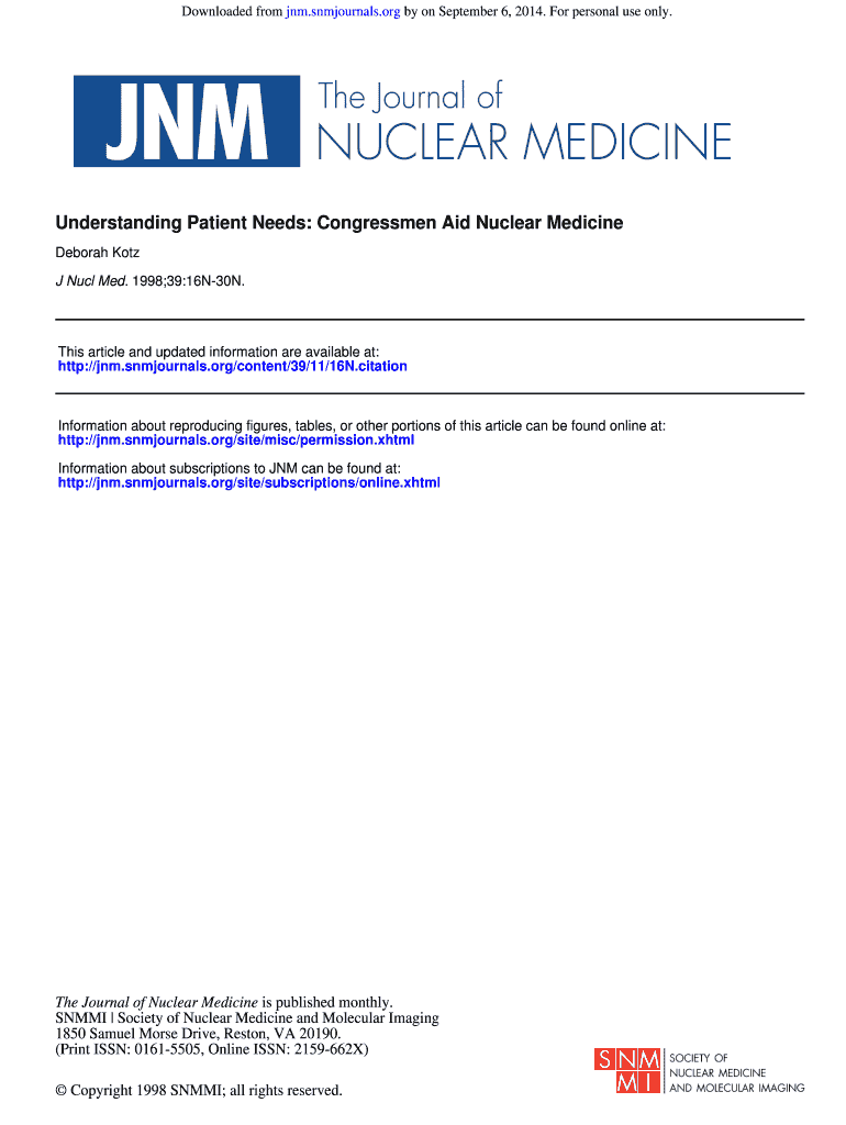 Understanding Patient Needs Congressmen Aid Nuclear Medicine Jnm Snmjournals  Form