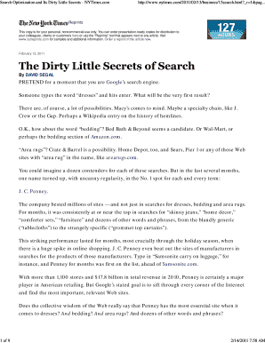 Search Optimization and Its Dirty Little Secrets NYTimes Com Cs Washington  Form