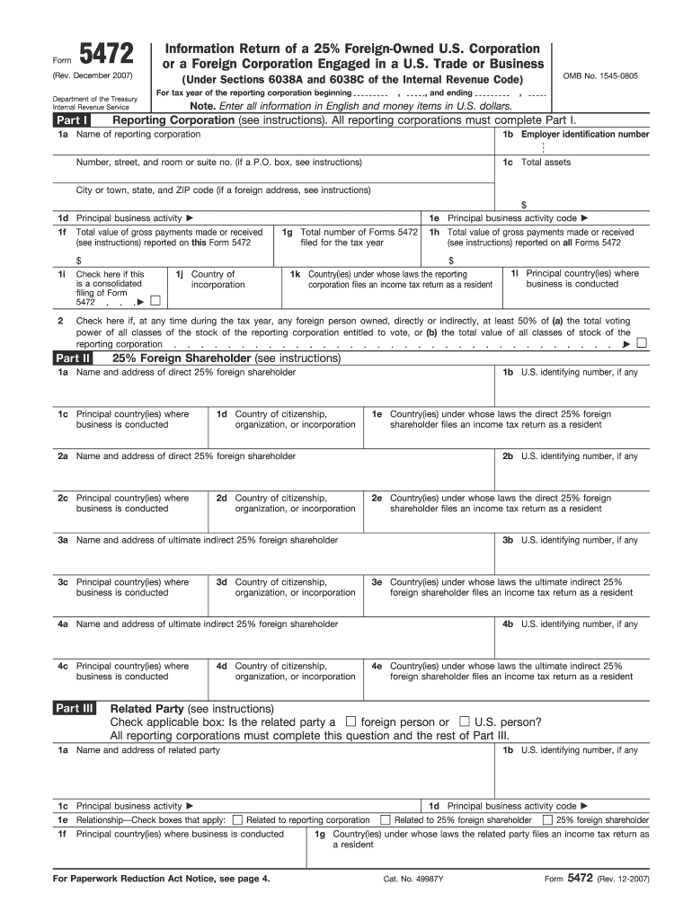 Form 5472 Instructions