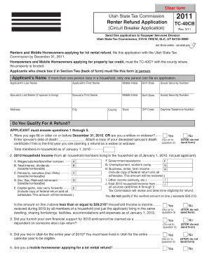 Renters Rebate Utah  Form