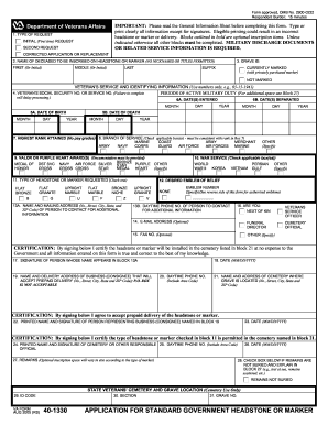  Va Form 40 1330 Fillable 2017