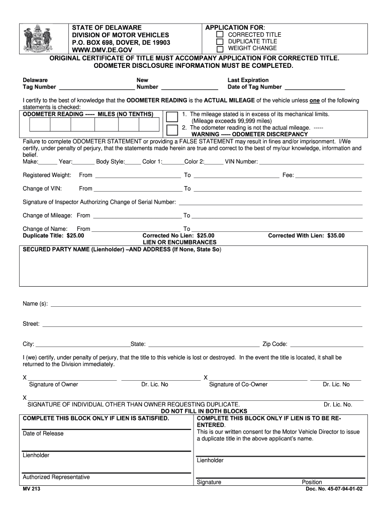 Delaware RMV Forms