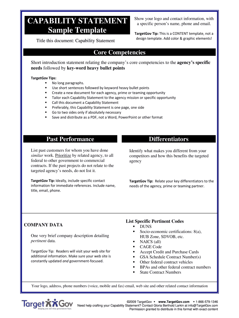 Capability Statement Template  Form
