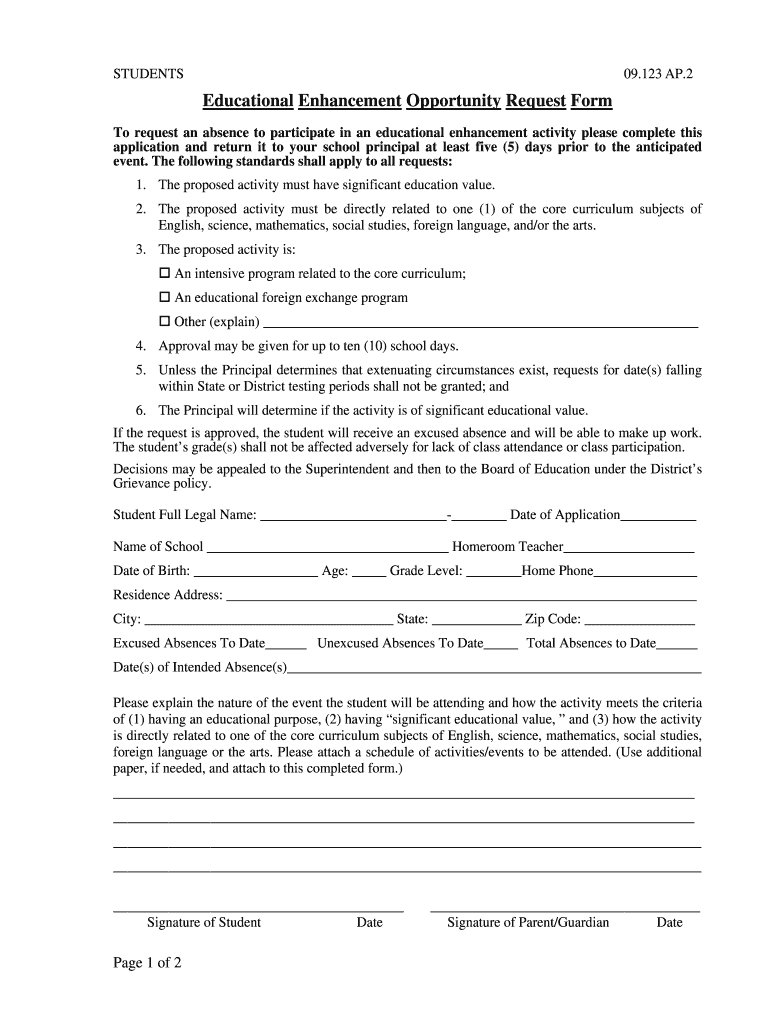 What to Include on a Educational Enhancement Opportunity Form
