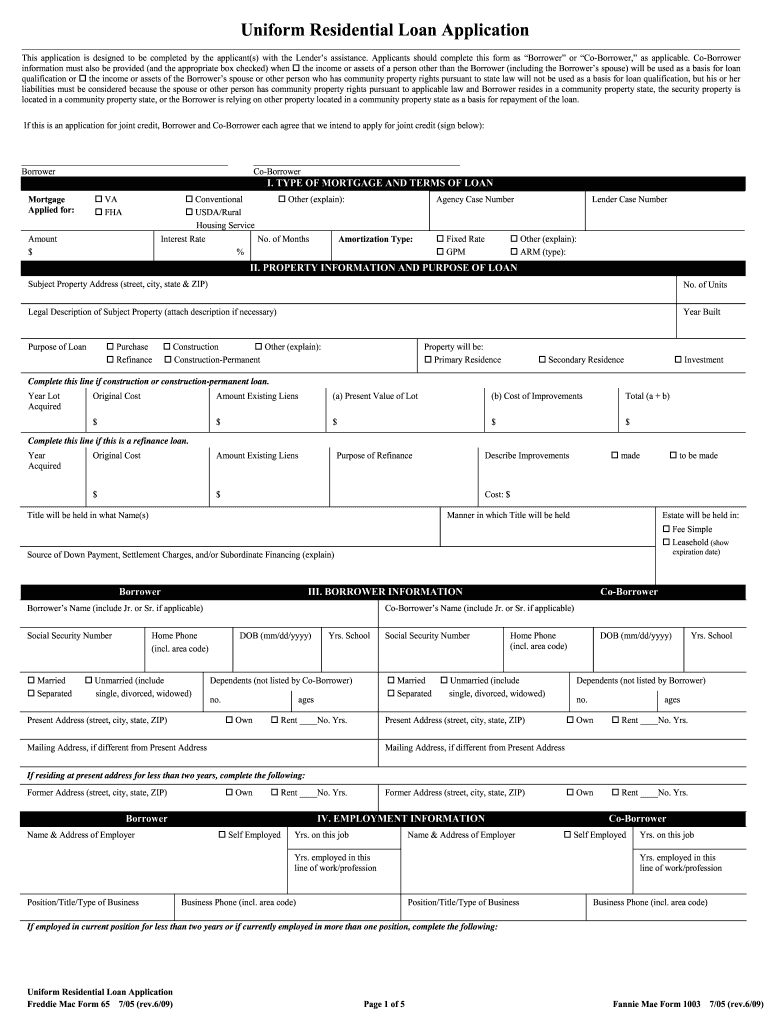 Fannie Mae Form 1003